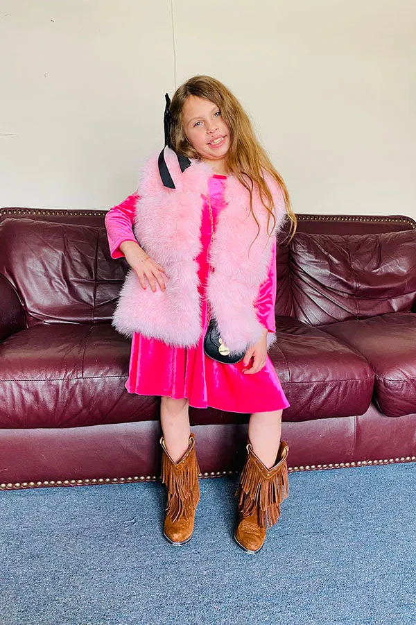 240611M Pink sleeveless faux fur girls vest wholesale