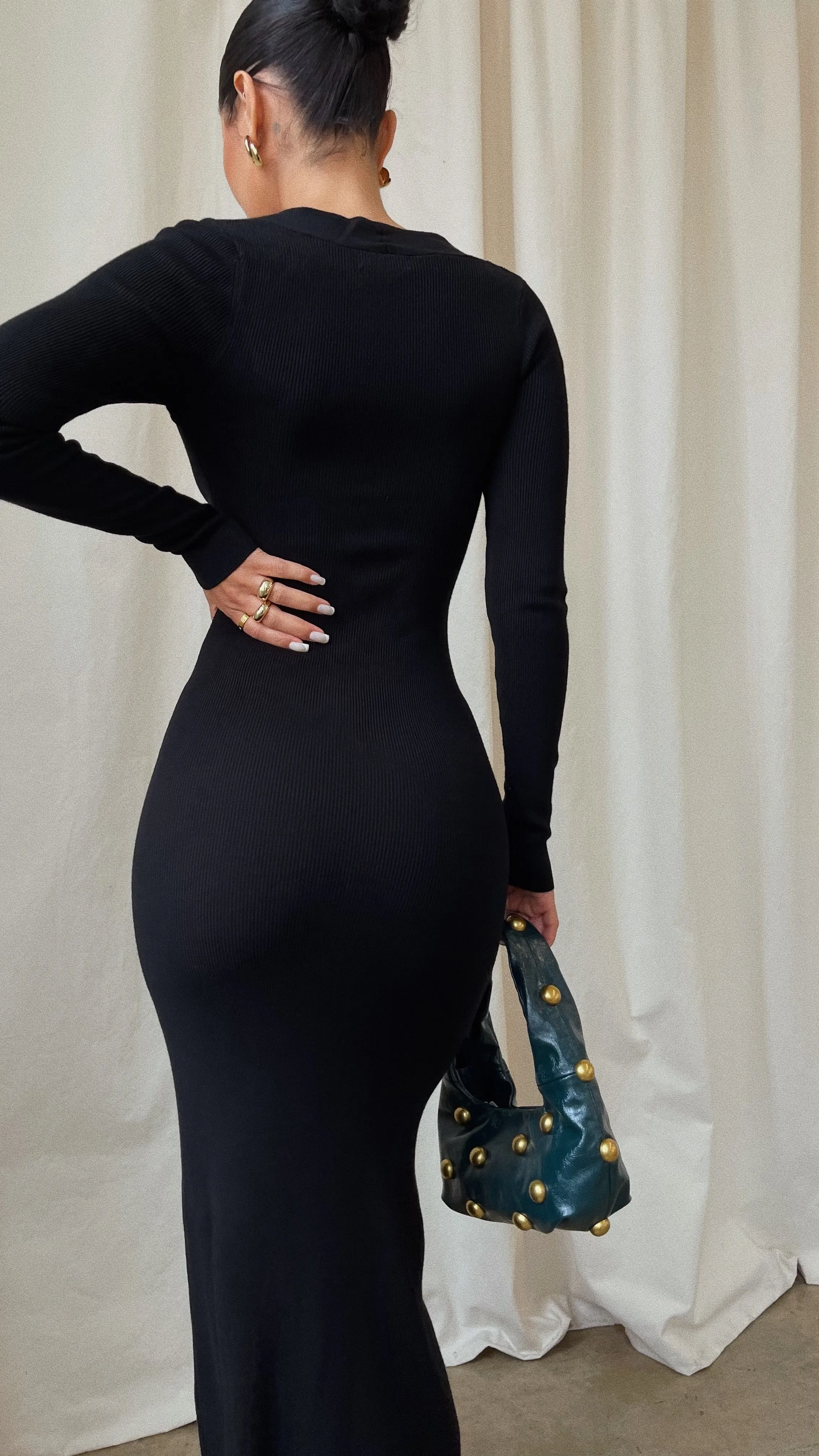 Avery Long Sleeve Maxi Dress - Black