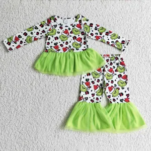 christmas green tutu outfit girl’s clothing