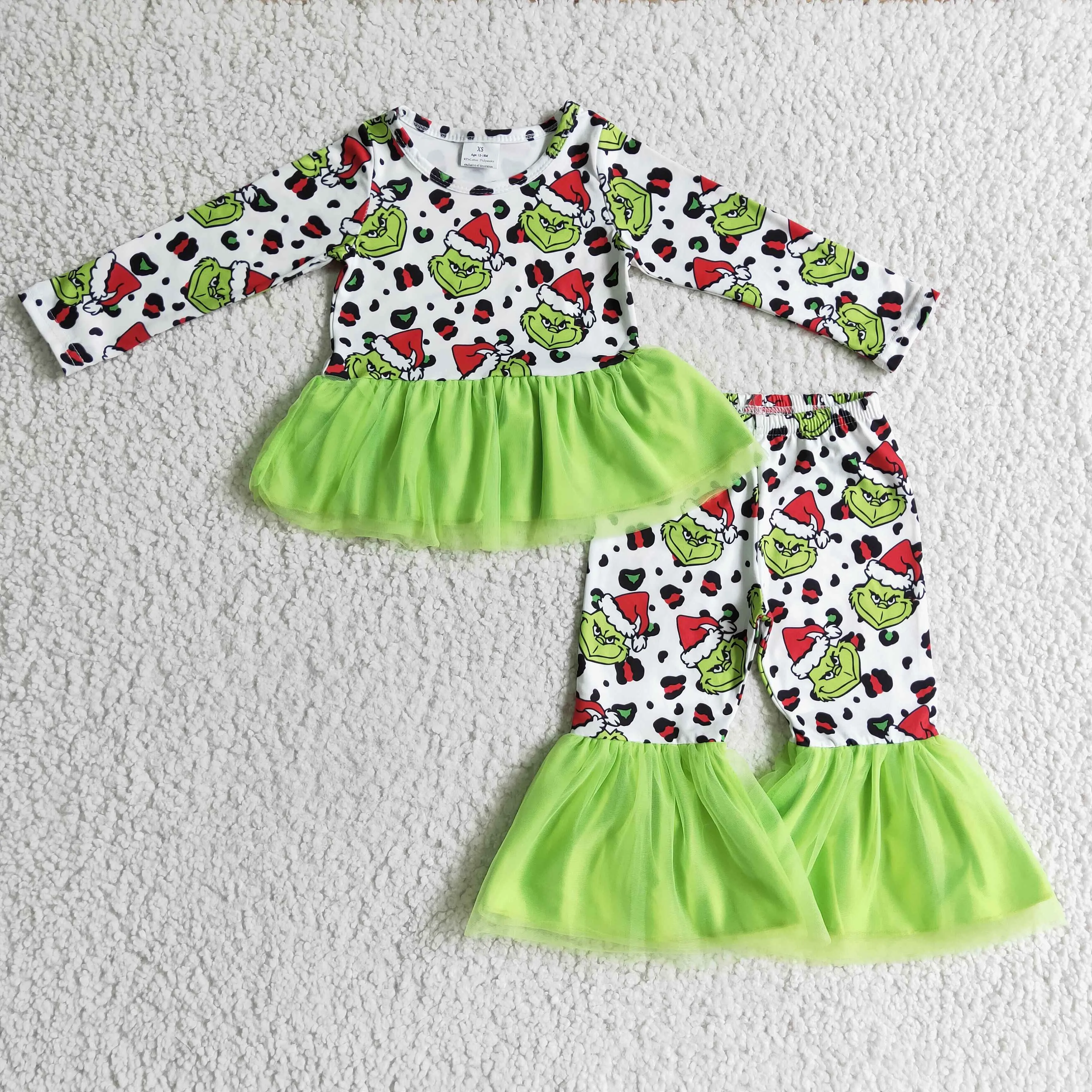 christmas green tutu outfit girl’s clothing