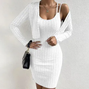 Short Summer Knitted Tight Korean Cardigan Sexy Fashion Spring Jacket Dress
