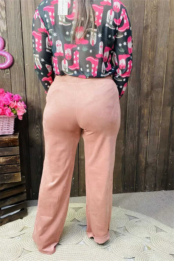 YMY13847 Coral velvet straight women bottom/pants w/side pockets