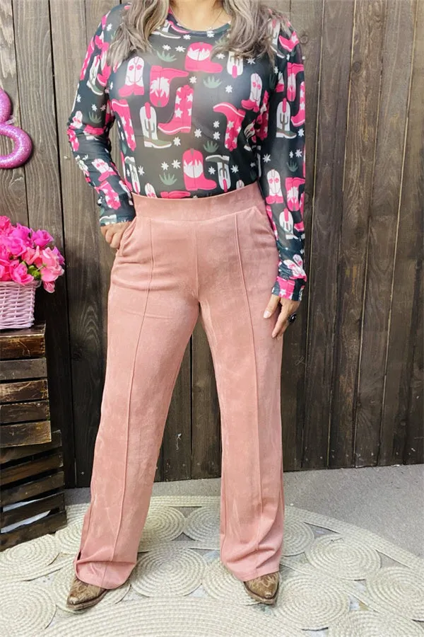 YMY13847 Coral velvet straight women bottom/pants w/side pockets