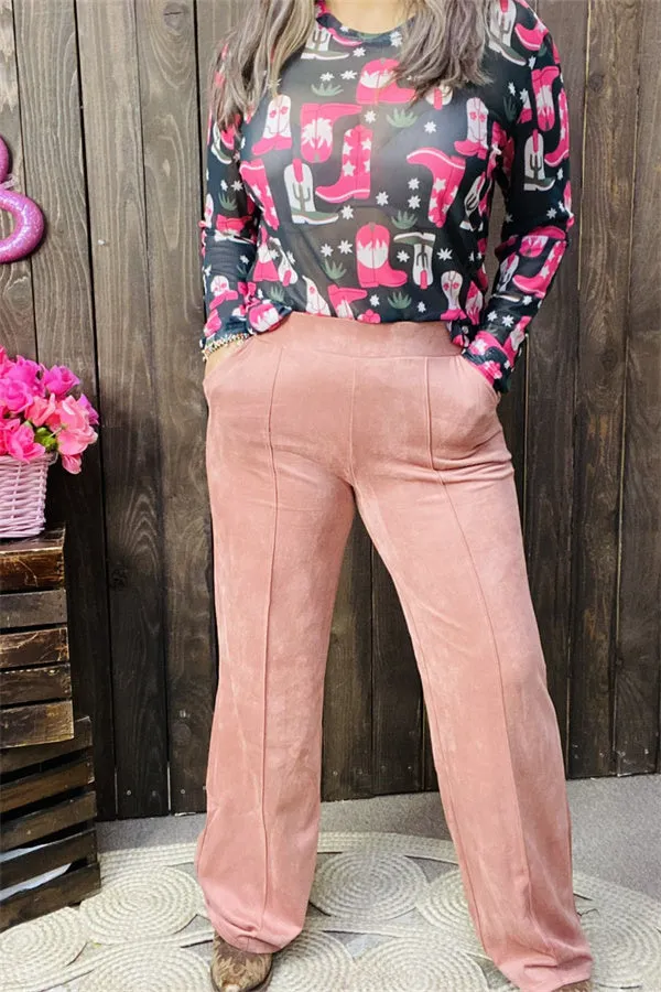 YMY13847 Coral velvet straight women bottom/pants w/side pockets
