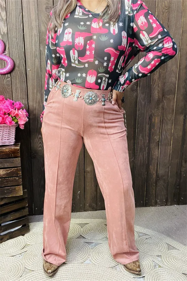 YMY13847 Coral velvet straight women bottom/pants w/side pockets